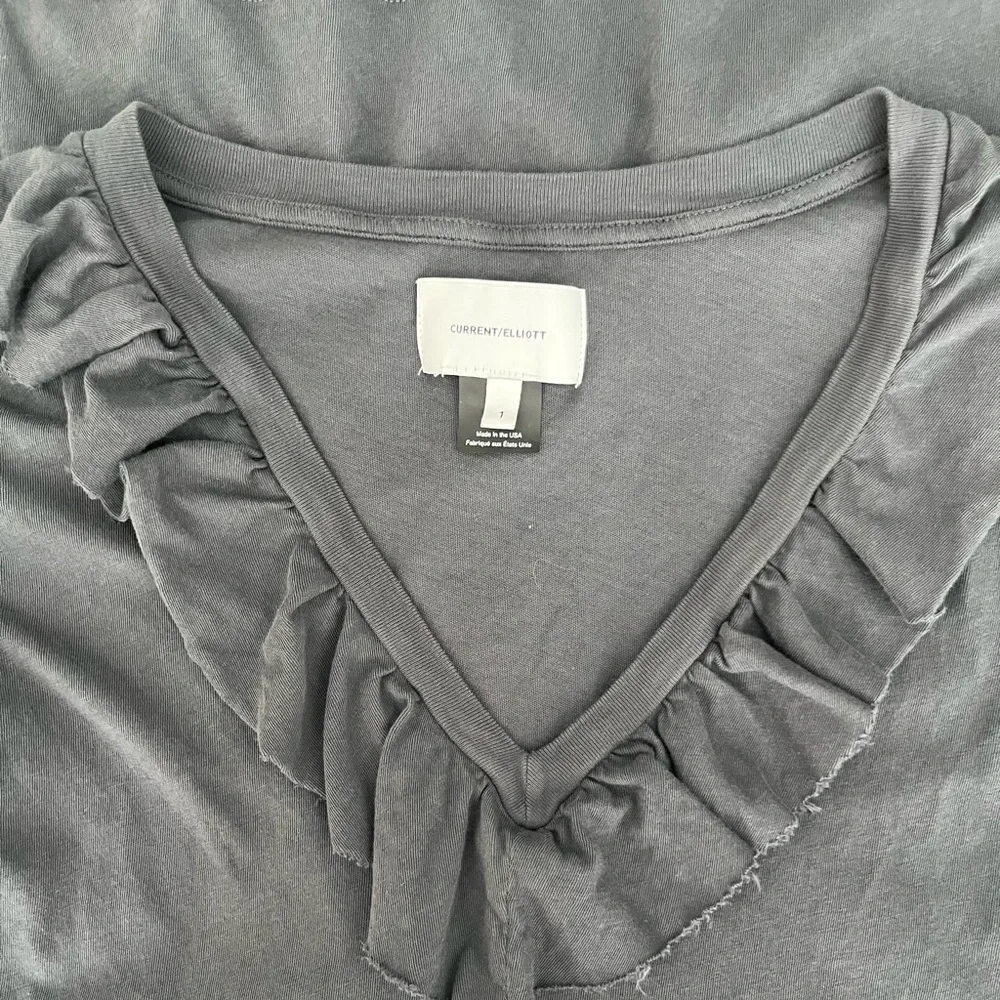 Current/Elliott Heather Grey Ruffled V-Neck T-Shirt Mini Dress, Size 1 (S) - Picture 5 of 6